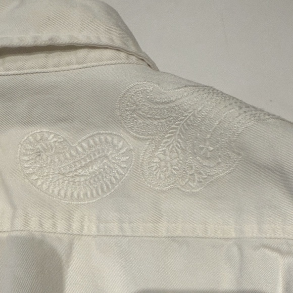 Lauren Ralph Lauren White Paisley Embroidered Button Shirt - Picture 7 of 11